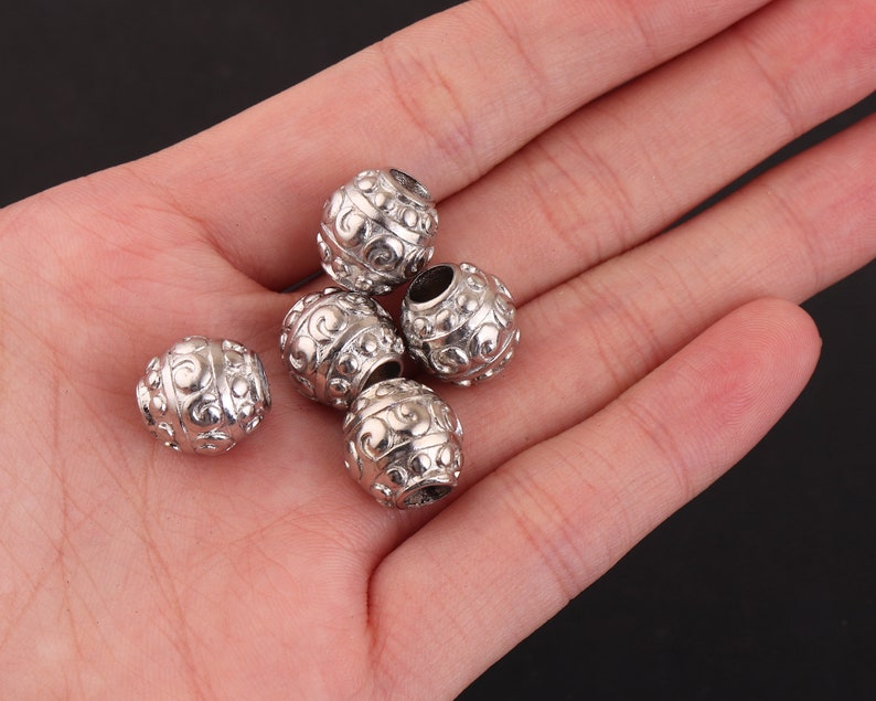 4mm Antique sliver tone spacer beads,tibetan bead Large Hole Metal Beads,304 Stainless steel Beads,jewelry making,beads for leather bracelet