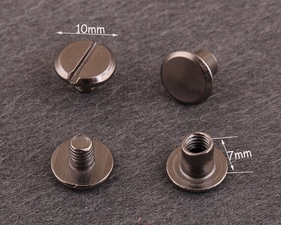Gunmetal Screw Rivets 20 Sets 107 Mm Metal Button Screw Back Studs Screw  Studs for Bag/ Belt Leather Craft Screw Studs Rivet Stud Spike 