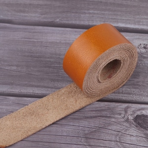 Correas de cuero naranja de 1 pulgada, tiras de cuero largas, cuero para cinturones, cuero de vaca, cuero para correas de bolsos, suministros de cuero real de 1 mm de espesor