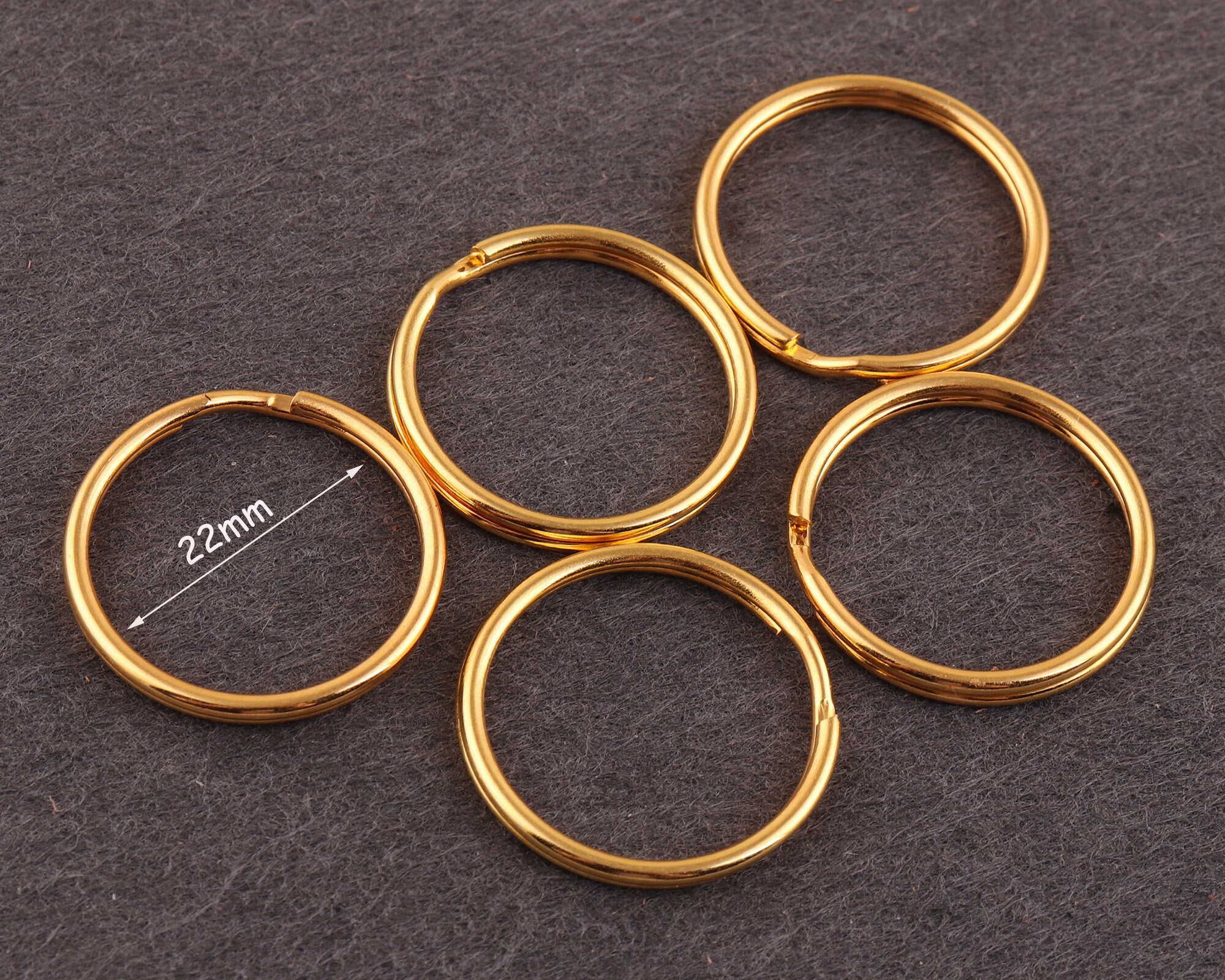 50pcs 22 Mm Gold Split Key Ring Key Chain Split Rings Plated Key Rings ...