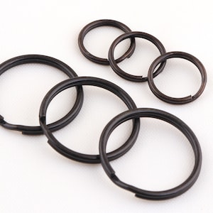 21 mm と 12 mm ブラック スプリット リング キーリング、スプリット リング キーリング フック ループ レザー クラフト キーリング ループ - キーチェーン フォブ - キーチェーン - DIY キーリング