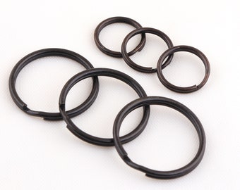 21mm and 12mm Black Split Rings Key Ring,Split Rings Keyring Hook Loop Leather Craft Key Ring Loops -Keychain Fobs -Key Chains -DIY Key Ring