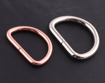 1 "Zilver en roségouden metalen D-ring D-gesp leash naadloze D-lus lederen band schuifregelaar Lanyard Richter springring portemonnee gesp riem ring