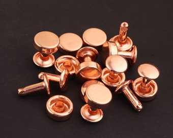 50set rose gold Long Post Double Cap Rivets 9*11mm Copper Rivets-Rivet Copper,Leather Rivets,Rivet Studs,diy Metal Button Double Head Rivets