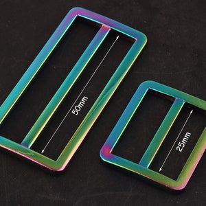 Tęczowy prostokątny pierścień 1-calowy prostokątny pierścień pasek pierścień metalowy prostokątny pierścień klamry i pierścienie D 1- i 2-calowa tęczowa klamra regulacyjna 08