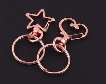 Rose gold star swivel clasps,swivel snap hook key chain,love Lobster Swivel Clasp Snap Purse Hooks 3/8"inch(8mm) Charm Hooks Push Gate hooks