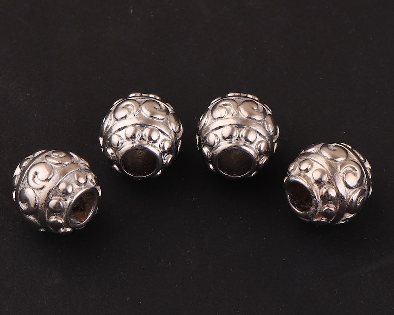 4mm Antique sliver tone spacer beads,tibetan bead Large Hole Metal Beads,304 Stainless steel Beads,jewelry making,beads for leather bracelet