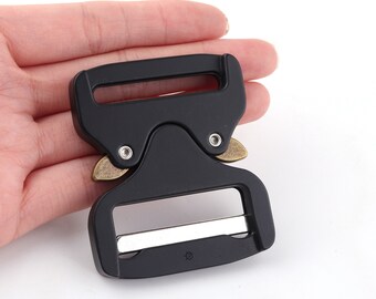 1 1/2"(39 mm)Black Metal Quick Release Side Buckle,Dog Cat Kitty Collar Belt Parachute Strap Paracord Black Snap Clips belt adjuster buckles