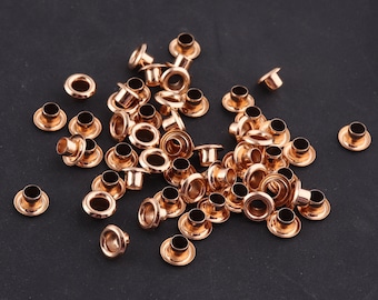 May include: A large pile of copper-colored eyelets, a type of metal fastener used for crafts and leatherwork.
