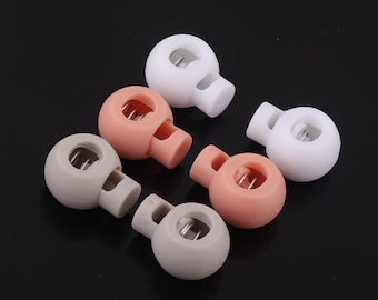 white Single Hole Round Toggle,end toggles with metal spring,Transparent Cord Lock Stopper,Spring Cord Lock round cord lock adjuster supply