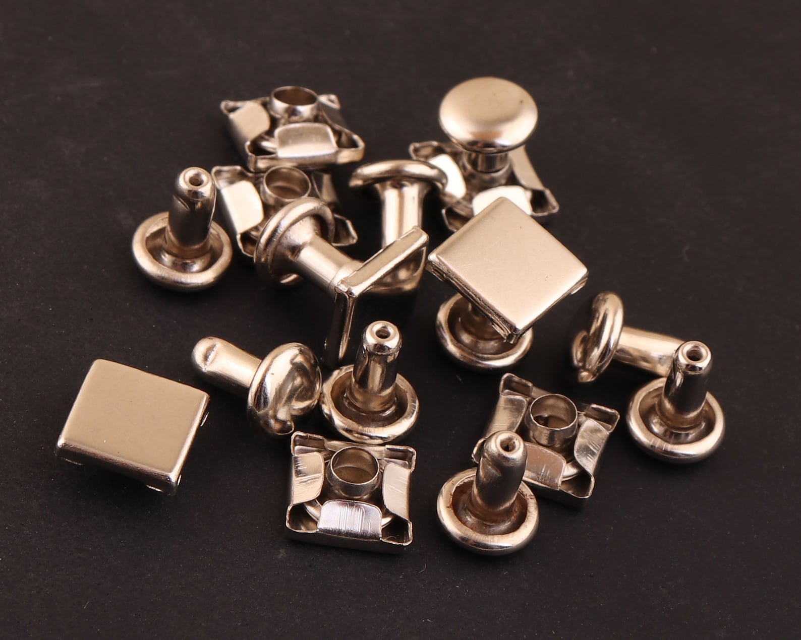 50sets 7mm/10mm Double Cap Rivets Silver Square Double Cap Rivet Studs ...