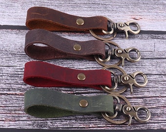 Leather Key Chain,Softy Leather Key Fob,Men's Key Chain,Boyfriend Gift,Valentine Gift,Brown Leather Key Chain