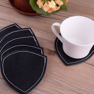 handcrafted leather coaster set-6 pcs bulk,Black personalized leather coaster,round coaster Leather coaster set made with full grain leather