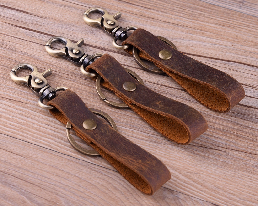 Brown Leather Key Chain,men's Leather Key Fob/leather Key Holder,handmade Key Chain for Man
