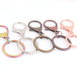 Keychain Key Ring With Large Lobster Clasps,Rose Gold/Rainbow/silver Key Chain clasp,metal swivel clasp/clip/hook for Adding Lanyards Charms