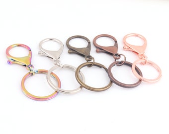 Keychain Key Ring With Large Lobster Clasps,Rose Gold/Rainbow/silver Key Chain clasp,metal swivel clasp/clip/hook for Adding Lanyards Charms