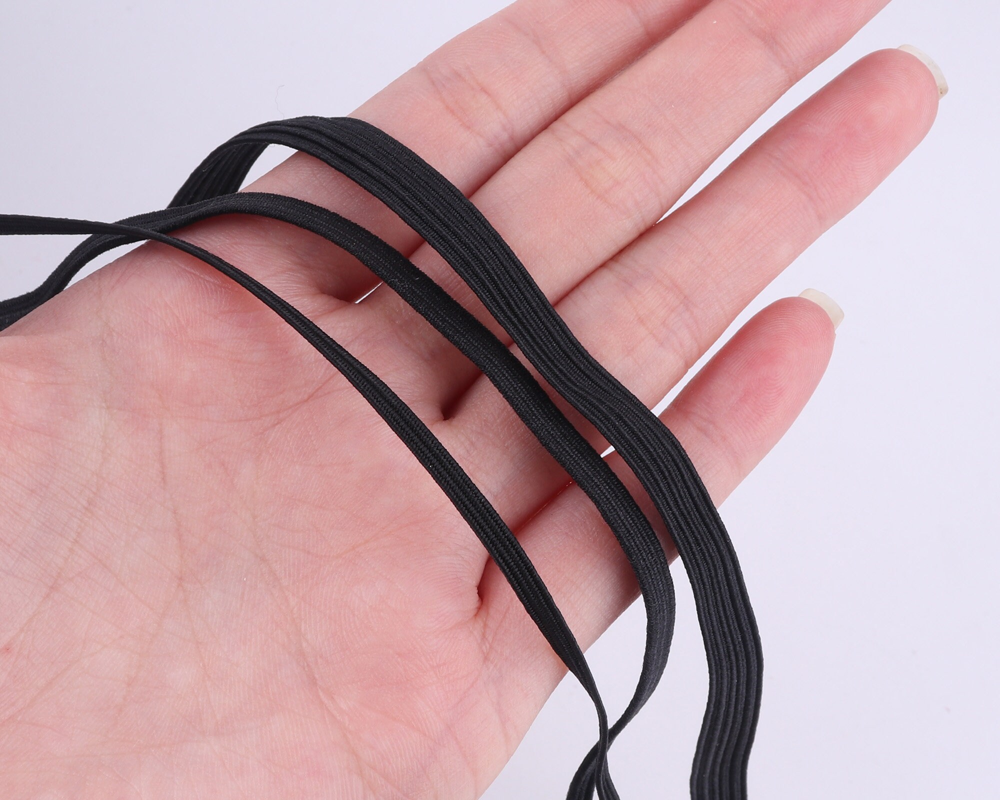 10mm flat black elastic with glossy piping detail - Small Bobbins