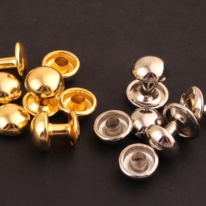 9*11mm silver and gold Material Double Cap Rivets Studs Two Piece Tubular Rivets stud for DIY Leather Crafts Clothing Repair Purses Handbags
