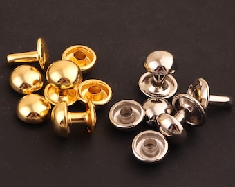 9*11mm silver and gold Material Double Cap Rivets Studs Two Piece Tubular Rivets stud for DIY Leather Crafts Clothing Repair Purses Handbags