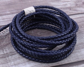 4 mm genuine leather cord,dark blue round leather cords-natural leather bracelet cords,necklace cord,cowhide leather for bracelet supplies