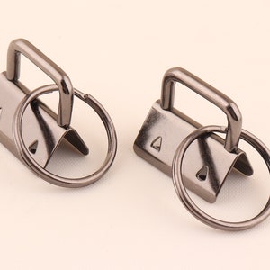 1 inch(25mm)gunmetal Key Fob Hardware Key Chain with 1 inch key rings Ribbon Key Fobs Fabric Keyfob For Lanyards Keychains Straps Wristlets