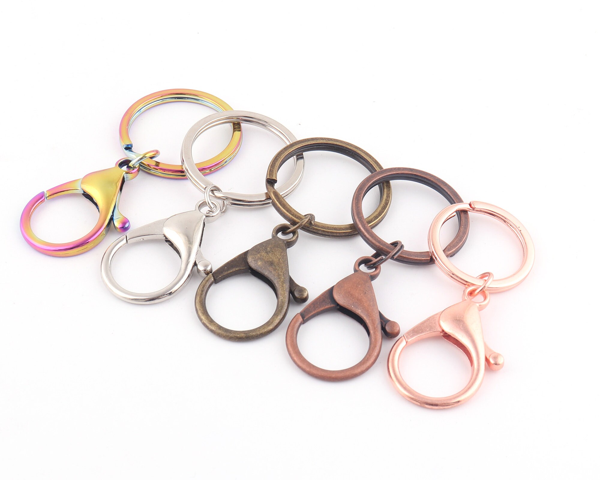 Keychain Key Ring With Large Lobster Clasps,rose Gold/rainbow