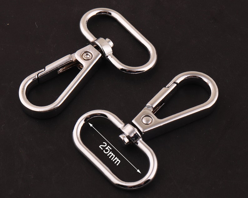 1inch 25mm silver swivel clasp swivel hook purse hook push gate snaps hook key swivel hook For Keychains Purse clasp,diy strap Purse hook image 1