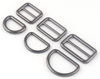 20-32mm Gunmetal Metal Adjuster Slide Lanyard Buckles,Strap D rings Dog Collar Purse Bag Buckle Leather Handbag Webbing Hardware Supplies