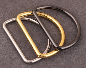 2 inch 50mm Goud, gunmetal en zilver D Ring Leash Naadloze D Loop lederen band Slider Lanyard Richter jump ring portemonnee D ring en gesp