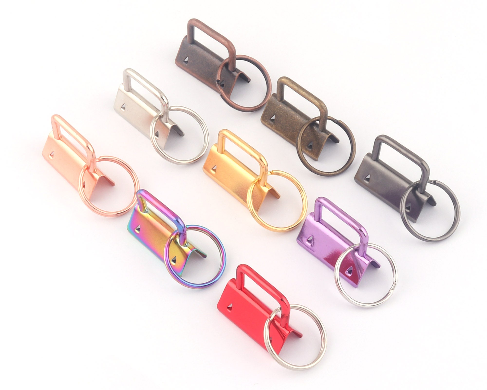 32mm Rainbow Key Fob Hardware With Key Rings Sets Metal Etsy UK