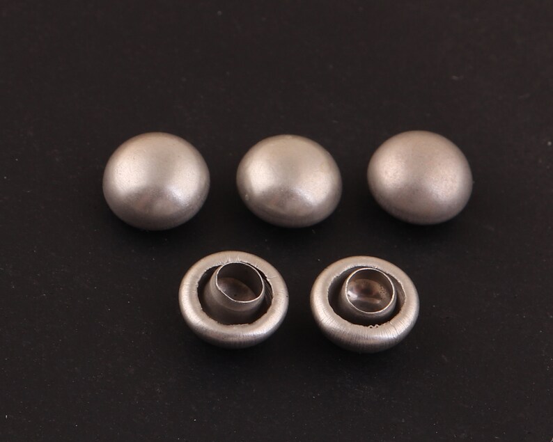 matte silver Double caped Rivet 100 sets 6mm Mini Rivets Metal Button Double Head Purse Notions Rivet Studs for Bag leather craft accession