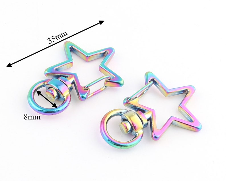 8mm Charm Hooks Push Gate Colorful star swivel clasp,Star swivel snap hook key chain,Star Lobster Swivel Clasp Snap Purse Hooks 38inch
