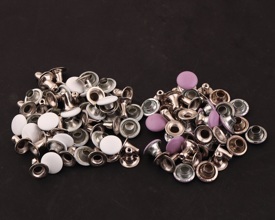 100sets 7*8 Mm Studs Rivets Purple/white Rivets Metal Button Double ...