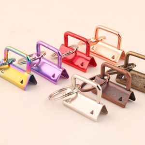 1 1/4inch Key Fob Hardware with Key Rings Set Key fob Hardware Key Ring Key Chains Key Lanyard Metal Key Wristlet Key Strap Key Fobs-7 color