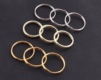 silver,gold and light gold Split Rings key ring,Flat Keychain Split Rings Split Jump Rings Keyring Hook Loop Leather Craft for Keychain ring