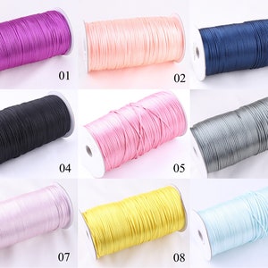 2MM colorful Nylon Satin Chinese Knot Silky Macrame Beading Cord Braided Kumihimo Jewelry Making Satin Cord String Thread Jewelry-9 color
