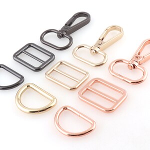 1&quot;(25mm)Rose gold/gold/Black Swivel clasp purse ring strap adjuster swivel hook snap clip hook purse hardware d ring belt Strap slide Buckle