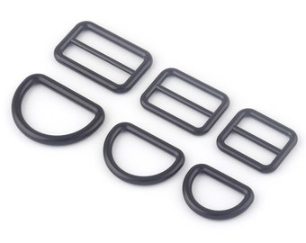 20-30mm Black Metal Adjuster Slide Lanyard Buckles,Strap D rings Dog Collar Purse Bag Buckle Leather Handbag Webbing Hardware Supplies