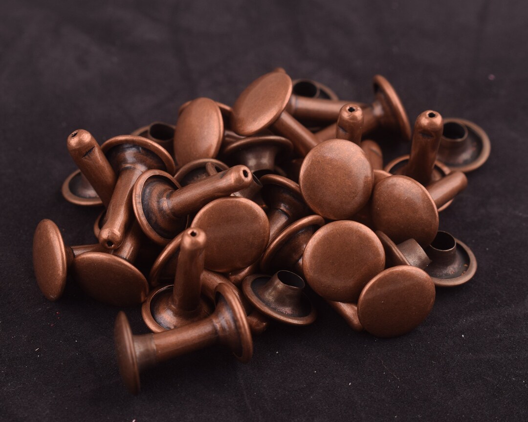 100 Sets 9*14 Mm Studs Rivets Antique Copper Rivets Metal Button Double ...