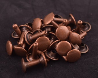 100 sets 9*14 mm Studs Rivets  antique copper Rivets Metal Button Double Head Rivets Purse Notions Studs for strap/ key chain/dog collars