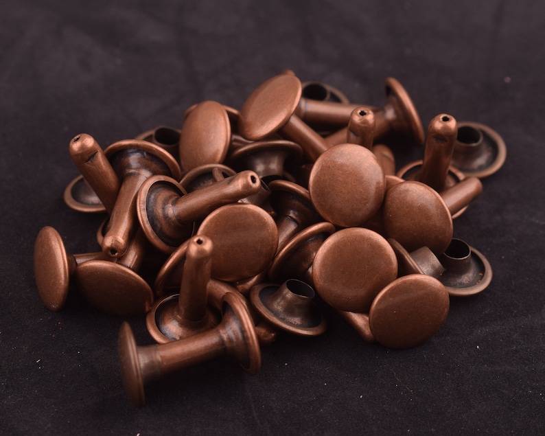 100 sets 9*14 mm Studs Rivets antique copper Rivets Metal Button Double Head Rivets Purse Notions Studs for strap key chaindog collars