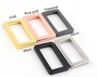 Anneaux rectangulaires multicolores 1 ”(26mm) Anneau carré Sac à main Notions Sangle Rectangle Anneau boucle rectangle Boucle coulissante en métal Pour boucles de sac / sac à main