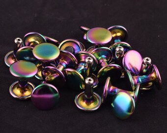 rainbow Rivets 50 pcs 11*9 mm  Rivets/Studs zinc alloy Button Double Head Rivets  Purse Notions Studs for strap/ key chain/dog collar
