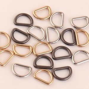 9mm gold,silver and gunmetal metal D Ring Leash Seamless D Loop Leather Slider Lanyard Adjuster jump ring Leather purse buckle strap ring