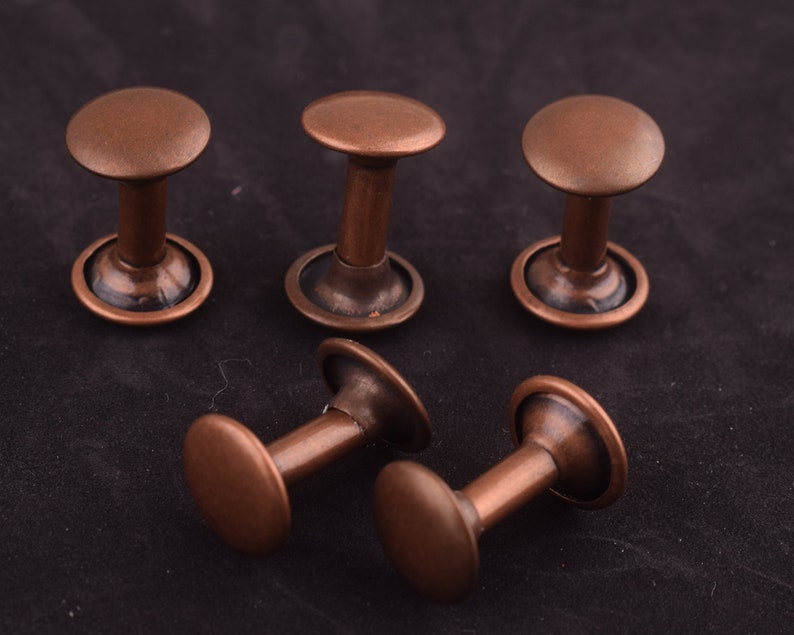 100 sets 9*14 mm Studs Rivets antique copper Rivets Metal Button Double Head Rivets Purse Notions Studs for strap key chaindog collars
