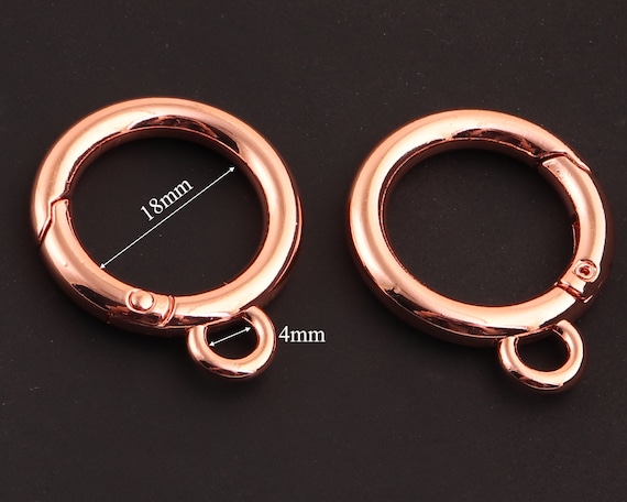 Dainty rose gold spring o ring 18mm metal spring push gate hook,spring snap  clasp,carabiner hook Clasp for Necklace Clasp Jewelry Making L-005