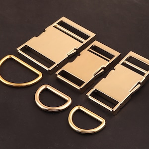 Side Release Buckle with Strap Adjuster D ring,light gold metal side quick release buckle Adjustment strap buckle for bag,strap,fasteners