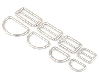 20-38mm Silver Metal Adjuster Slide Lanyard Buckles,Strap D rings Dog Collar Purse Bag Buckle Leather Handbag Webbing Hardware Supplies DIY