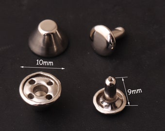 50sets 10mm Silber Nieten Metallknopf Doppelkappen Nieten Doppelkopf Geldbörse Begriffe Nieten Nieten Schraubnieten für DIY Lederherstellung