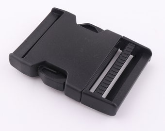 2-Zoll-schwarze Kunststoffschnallen mit seitlicher Freigabe, Stealth Krieger Kunststoff Seitliche Freigabe Schnalle Regler Schnellverschluss Schnalle Überleben Armband